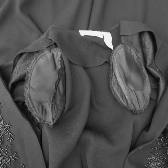 Liz Claiborne Vintage Beaded Black Jumpsuit Elegant Bead Belt Wide Leg Zip XL - Picture 10 of 10